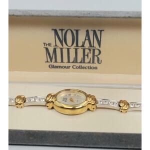 Vintage Nolan Miller Glamour Collection Two-Tone Rhinestone Watch –Needs Battery